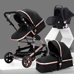 Strollers# Baby Stroller Portable CarriageFold PramAluminum Frame High Landscape Strollerfor Newborn trolley car seat H240514