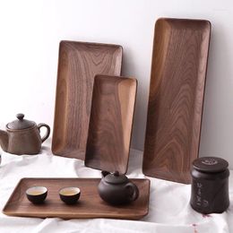 Tea Trays Amgoth Walnut Wood Serving Tray Square Rectangle Coffee Snacks Breakfast Sushi Dessert Cake Plate El Home