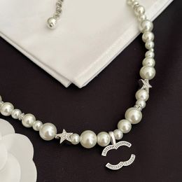 Crystal Pearl Letter Designer Brand Necklace Pearl Chains Pendant Vogue Women Jewellery Necklaces Chunky Choker Wedding Gifts Stainless Steel Fashion Accessory