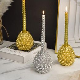 Candle Holders Light Luxury Gold Silver Colour Resin Pine Cone Holder Ornaments Nordic Sculptures Home Dining Table Decor