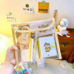 Storage Bags Korean INS Style Large-Capacity Cute Pencil Case Waterproof Student Transparent Pvc Stationery Cosmetic Bag