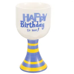 Mugs Birthday Goblet Gift Mug Present Cup Happy Beverage Footed Ceramics Drinks Goblets Girl