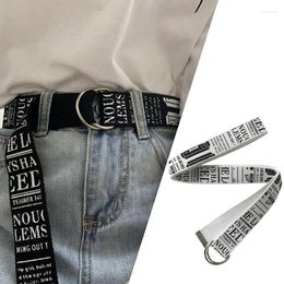 Belts Double Buckle Letter Printed Canvas Waistband For Women And Men Simple Fashionable Jeans With Belt Decoration