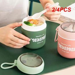 Dinnerware 2/4PCS Stainless Steel Insulated Soup Cup Breakfast Milk Sealed Workers Portable Small Lunch Box Microwave Heatable Bento