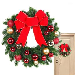 Decorative Flowers Vintage Christmas Wreath Ball Bow Garland Front Door Artificial Decorations With Ribbon For Window