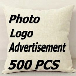 Pillow 500 PCS Cotton Linen Cover Wholesale Sofa Decorative Pillowcase 45x45cm Company Promotion Gift DHL
