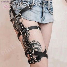 Garters UYEE PU Leather Sling for Womens Gothic Socks with Sexy Underwear Body Binding Strap Leg Thick Strap Underwear Sling WX