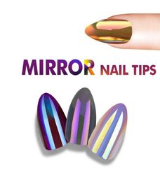 Fashion Mirror Chrome Fake Stiletto Nails Tips Reflection False Nail Magic Mirror Effect Almond Fake Nails9585437