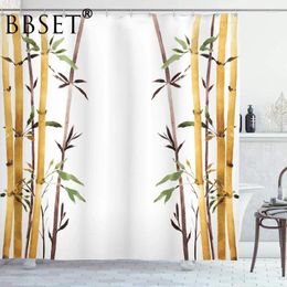 Shower Curtains Bamboo Curtain Cream Brown Grove Pattern Waterproof Multi-size Douchegordijn Bathroom Decor With 12 Hooks