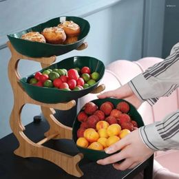 Plates Table Dessert Kitchen Dinnerware Wood Fruit Holder With Floors Partitioned Dish Candy Cake Trays Stand Salad Bowl