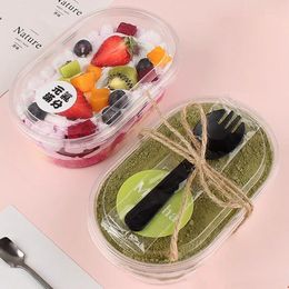 Disposable Cups Straws 25pcs Net Red 500ml Clear Plastic Bowls Salad Ice Cream Dessert Party Cake Pastry Mousse Tiramisu Packaging Box With