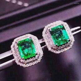 Stud Earrings 2024 Luxury Bright Green Zirconia For Women Fashion Female Engagement Ceremony Jewellery Noble Party Accessories