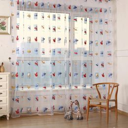 Curtain Kids Car Pattern Tulle Voile Drape Panel Decorative Articles Yarn Sheer Lightweight Porch Partition For Room Door Window