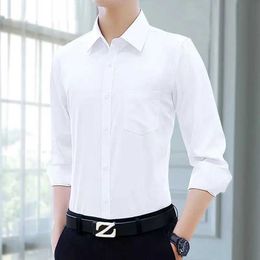 Men's Dress Shirts Business Shirt Mens Long Slved Professional Work Shirt Mens Suit Without Cotton Identification Photo White Shirt Non Ironing Y240514