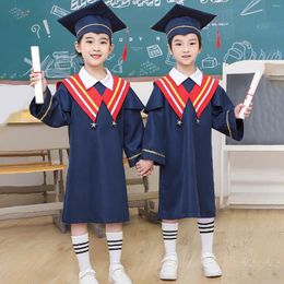 Clothing Sets School Girl Uniform Graduation Student Black Gown Group With Cap Robes Stage Clothes Kids Class Performance Party Costumes
