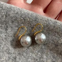 Dangle Earrings Classic Round Grey Austrian Scherzer Pearl For Women 2024 Trending 925 Sterling Silver High Heel Ear Hook Jewellery