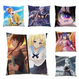 Pillow Decorative Cases Anime Pattern Cover 45x45 S Covers Velvet Fabric Stylish Polyester Linen Home Decor E0857