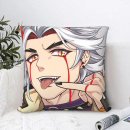 Pillow Arataki Itto Tongue Out Throw Case Genshin Impact Amber ARPG Game Backpack Cojines Printed Reusable For Sofa Decor