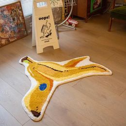 Carpets Tufting Banana Peel Bedroom Rug Soft Cartoon Food Pad Living Room Carpet Anti-slip Hallway Mat Funny Home Nursery Decor 92x100cm