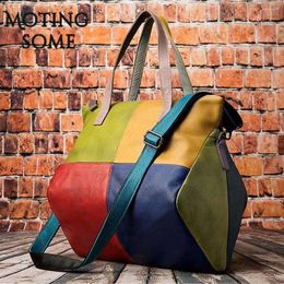 Shoulder Bags Oversized Women Tote Bag Genuine Leather Calfskin Vintage Style Patchwork Super LargeShopper 2024 Trend