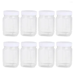 Storage Bottles 8pcs Clear Beverage Containers Home Plastic Jars With Ribbed Liner Screw On Lids Cereal Dry Food