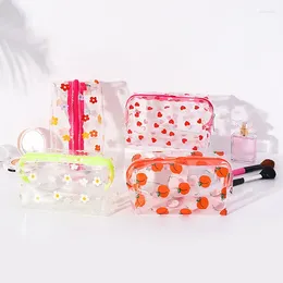 Storage Bags Kawaii Women Clear Cosmetic Bag Organiser Pvc Transparent Makeup Waterproof Zipper Beauty Case Travel Toiletry