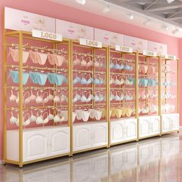 Kitchen Storage Bra Display Hangers Rack Store Design For Golden Multi-layer Hook Shelf Exquisite High-end Underwear Stand