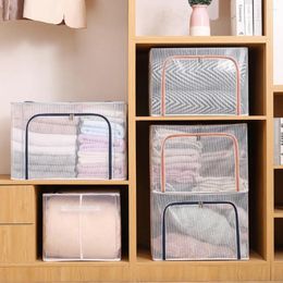 Storage Bags Nylon Mesh Steel Frame Large Capacity Transparent Quilt Sorting Box Bag Clothes Organiser
