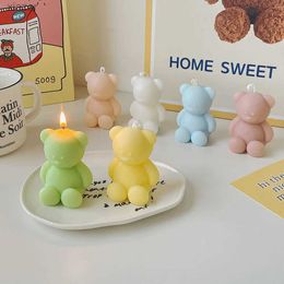 Scented Candle Handmade Bear Candle Cute Soybean Wax Aromatherapy Small Fragrance Relaxation Birthday Party Home Decoration Korean Ins Photo Prop WX