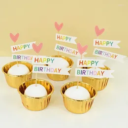 Party Supplies 1set Birthday Flower Heart Star Cake Topper Cartoon Bear Cupcake Flags Kids Happy Baby Shower Dessert Decorations