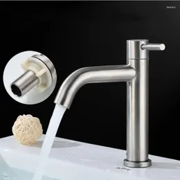 Kitchen Faucets 304 Stainless Steel Deck Mounted Sink Basin Faucet Rust And Corrosion Resistance Bathroom Single Cold Brushed Water Tap