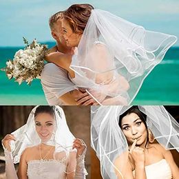 Wedding Hair Jewellery Bridal Veil Womens Simple Tulle Short Wedding Veil Satin Edge With Comb for Wedding Bachelorette Party