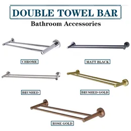 Bath Accessory Set Double Towel Bar SUS304 Black Wall Mounted Hang Holder Rose Gold Brushed Nickel El Bathroom Accessories