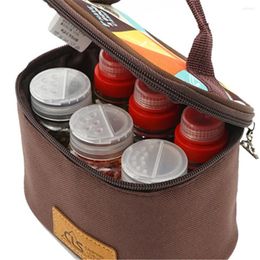 Storage Bottles 6PCS/Set Portable Travel Spice Cruets Kit Seasoning Salt Pepper Jars Set With Box Oil Bottle For Outdoor Camping Picnic