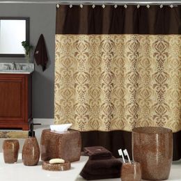 Shower Curtains Sterling Brown Curtain Chocolate Polyester Fabric Vintage For Bathroom Damask Print Waterproof