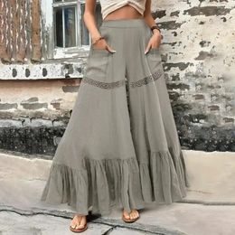 Women's Pants Loose Fit Women Trousers Elegant Flared With High Waist Wide Leg Design Ruffle Cuffs Stylish For A