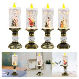 Decorative Figurines Christmas Music Box Musical Candlestick And Candle Shaped Night Light