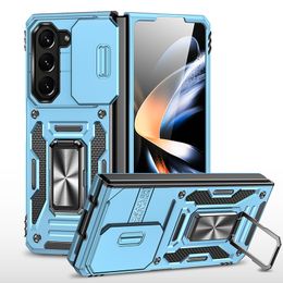 Support Cases For Samsung Galaxy Z Fold 6 5 Flip 5G Protect Camera Window Phone Shockproof Case Armor Cover Ring