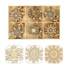 Decorative Figurines Christmas Snowflake Ornament Xmas Tree Decoration Wooden Party Favors Ornaments Home