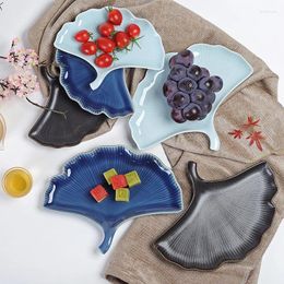Plates Ginkgo Biloba Fruit Plate Ceramic Snack Nuts Refreshment Creative Household Restaurant Kitchen Tableware Flat Dishes