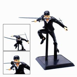 Action Toy Figures 20CM One Piece Roronoa Zoro Black Clothes Battle Edition Figure Anime Action Figure Cartoon Dolls Collection Gift PVC Decoration Y240514