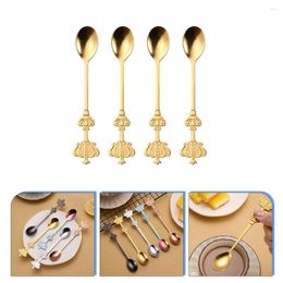 Coffee Scoops 4 Pcs Crown Spoon Stainless Steel Spoons Household Home Accents Decor Mixing Dessert Stirring