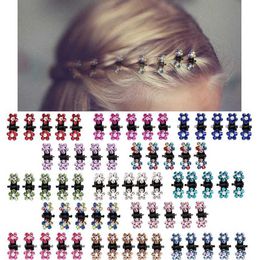 Haarzubehör 12 Stücke/Set funkelnder Strasssteine farbenfrohe Blumen Mini Anti Slip Metal Hair Clips für Mädchen Haarklammern D240513