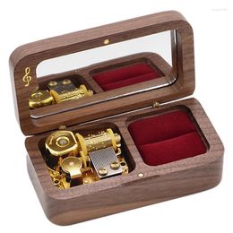Decorative Figurines Sinzyo Solid Wood Jewelry Box Ring Music For Year Christmas Wedding And Birthday Gift Castle In The Sky