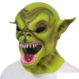 Party Masks Halloween Py Evil Green Monster Mask Demon Horror Dress Up Ghost Latex Prop Novelty Costume Carnival Helmet Drop Deliver Dhctp