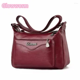 Shoulder Bags Retro For Women Soft PU Leather Messenger Bag Ladies Mother Half Moon Handbags Crossbody Multi-pocket Purse