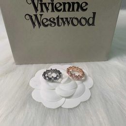 Designer Westwoods conjoined small Saturn ring new full diamond light luxury style versatile and Personalised bracelet Nail EI1O