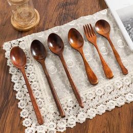 Spoons Durable Wooden Spoon Ice Cream Coffee Scoop Natural Classical Tableware Creative Stirring Dinnerware
