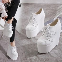 Casual Shoes XMWRLW Women's Platform Spring Autumn PU Leather Women Wedges Fashion High Heels 16cm Female Shoe