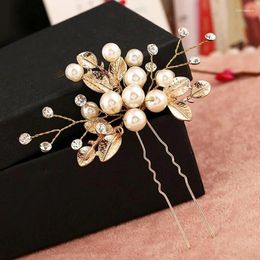 Hair Clips Handmade Bridal Accessories Gold Color Leaf Pin Luxury Crystal Pearl Wedding Hairpins For Women Bridesmaid